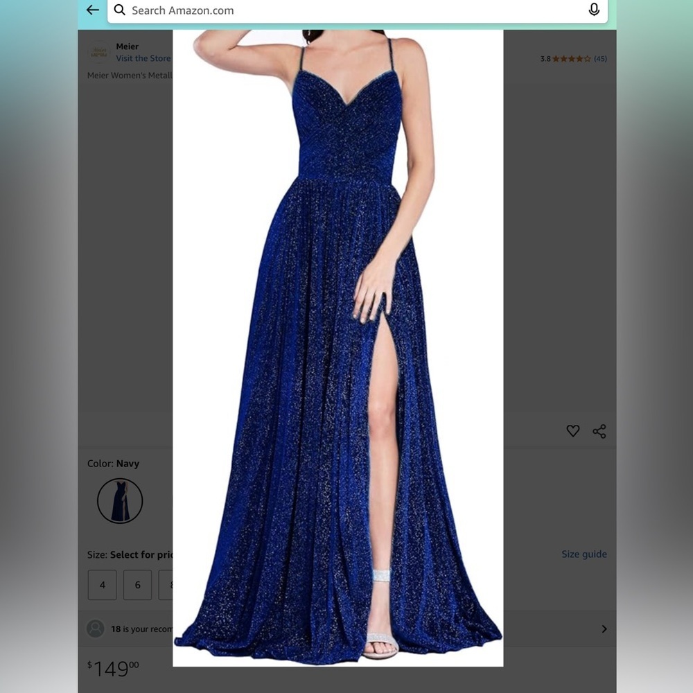 Richard Meier Sparkling Navy Blue Maxi Dress with Spaghetti Straps